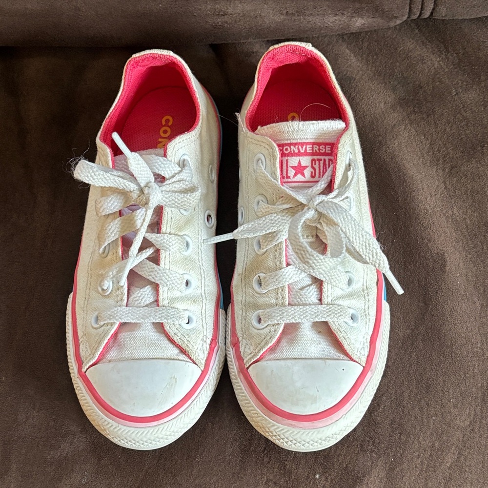 Converse Kids' Canvas Sneakers in White and Pink